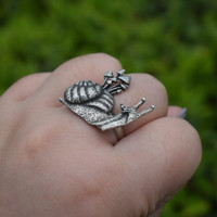 Bague unique en alliage gothique en forme d'escargot et de champignon pour femmes, bague ouverte