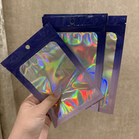 Sachet Mylar personnalisé holographique avec fenêtre, scellé, pour bijoux (boucles d'oreilles, colliers), flacons de peptides portables de 3ml et 10ml