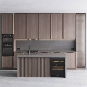 قوانغدونغ مصنع الكلاسيكية أثاث المطبخ اثنين حزمة الطلاء ورنيش الأحمر الماهوجني خشب متين المطبخ مجلس الوزراء - Product Image 1