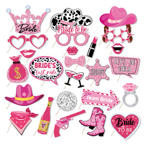 PZ313 rosa caldo ultimo Disco addio al nubilato foto stand di scena permette di andare ragazze sposa per essere per il Cowboy occidentale Cowgirl feste decorazioni - Product Image 1