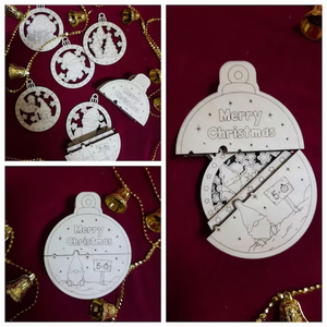 Nouveaux designs <span class=keywords><strong>de</strong></span> boules <span class=keywords><strong>de</strong></span> <span class=keywords><strong>Noël</strong></span> et décorations d'arbre en bois découpées au laser 2D personnalisées avec <span class=keywords><strong>petite</strong></span> boîte à décorations - Product Image 2