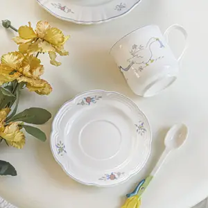 韩国Ins鹅图案茶杯可爱设计咖啡杯陶瓷杯咖啡水茶牛奶