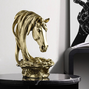 Sculpture de tête de cheval en résine style Art déco <span class=keywords><strong>moderne</strong></span>, décoration vintage pour la maison, le bureau ou le porche - Product Image 3