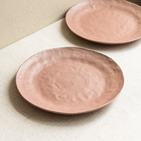 Assiettes à dessert en céramique vintage rose de 11 pouces, assiettes plates en céramique italienne rose vif, couleur rose, vente en gros