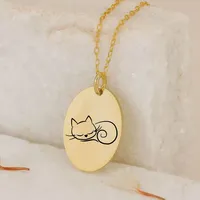 EManco Regalo para Ella, Collar con Colgante de la Serie de Animales Gatos, Joyería con Colgante Grabado, Lindo Gatito, Regalo de San Valentín