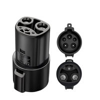 Adaptor Pengisian Daya J1772 Tipe 1 ke NACS 80 Amp 250 Volt AC dengan Cangkang Tahan Api, Konektor EV untuk Garasi dan Armada