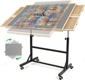 Mesa <span class=keywords><strong>de</strong></span> Rompecabezas <span class=keywords><strong>de</strong></span> <span class=keywords><strong>Madera</strong></span>, Mesa <span class=keywords><strong>de</strong></span> Rompecabezas Plegable Ajustable y Portátil <span class=keywords><strong>con</strong></span> 4 Cajones, Estante <span class=keywords><strong>de</strong></span> Almacenamiento y Cubierta <span class=keywords><strong>de</strong></span> <span class=keywords><strong>Madera</strong></span> - Product Image 6