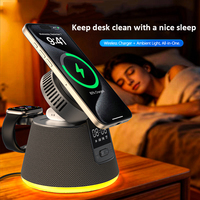Chargeur sans fil magnétique portable Q2 .2 25W avec haut-parleur, horloge numérique, support de téléphone réglable en angle avec lumière et haut-parleur