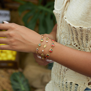 <span class=keywords><strong>Bracciale</strong></span> con Charm a Forma di <span class=keywords><strong>Coccinella</strong></span> J&D, Placcato in Oro 18K, Acciaio Inossidabile, Tema Giardino, <span class=keywords><strong>Bracciale</strong></span> Delicato per Donne - Product Image 3