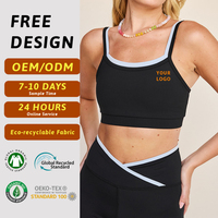 Soutien-gorge de sport double couche personnalisé avec logo OEM, bretelles spaghetti, haut de yoga, soutien-gorge de gym à marque privée pour femme, tenue de fitness et d'entraînement