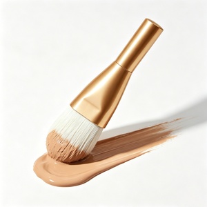 Pincel de Maquiagem Profissional para Base e Contorno Facial, Cabo Curto de Madeira, Cerdas de Nylon, Ferramenta de Beleza para Maquiagem - Product Image 3