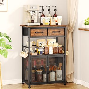 Mueble de Estación de Café Multiusos de Estilo Industrial Moderno SENYU, con Cajón Integrado, Ganchos Desmontables, para Cocina/Sala de Estar - Product Image 2