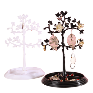 Expositor de Joyería en Forma de Árbol de Plástico con Diseño de Pájaro, Soporte para Pendientes, Collares y Anillos con Bandeja de Almacenamiento para el Hogar o Tienda - Product Image 1