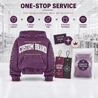 Sweat à capuche court 450 GSM délavé à l'acide avec imprimé graphique en strass, effet usé, découpes et poche kangourou, vente en gros usine