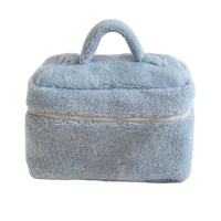 Grande trousse de toilette portable en peluche avec fermeture éclair, sac de beauté en fourrure pour voyage
