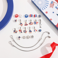 Kit Gelang Pesona Patriotik DIY Mode Terbaru Bendera Amerika & Manik-Manik Liberty untuk Wanita Set Hadiah 4 Juli