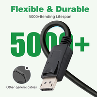Convertisseur WISTAR DP vers VGA Mâle-Femelle pour Projecteur et Moniteur, Interface Plaquée Or Sans Pilote, Câble de Connexion HD