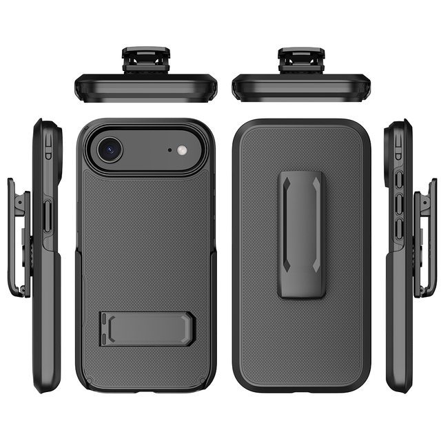 Full Armor Rugged Mobile Phone Case for iphone 17 Air Kickstand with Belt Clip Holster Phone Cover
