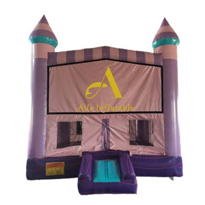 Haute qualité rose gonflable rebond maison château toboggan bâche matériel 4m cordon d'alimentation Logo gratuit fêtes de réparation parcs d'attractions - Product Image 1