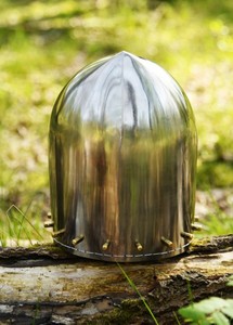 Casque Bascinet traditionnel sans visière, casque en acier fait main avec doublure en cuir, style médiéval, armure décorative, objet de collection - Product Image 4