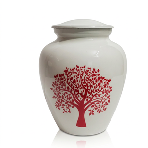 Urne funéraire pour adulte de haute qualité, en laiton fait main, motif Arbre de Vie blanc, urne décorative pour cendres funéraires, urne commémorative pour enterrement. - Product Image 1