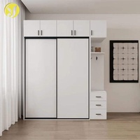 Armoire blanche minimaliste avec portes coulissantes, placard en bois pour chambre à coucher, rangement domestique