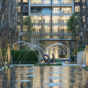 Fenlin nghệ thuật hiện đại LED laminar đài phun nước đầy màu sắc thắp sáng vườn thép tính năng cho hồ bơi - Product Image 4