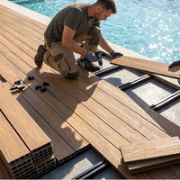 Plancher en bois à grain de bois moderne, antidérapant et résistant à l'eau, terrasse extérieure légère en alliage d'aluminium