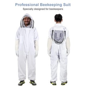 Pomelo New One-Piece Beekeeping Protective <b>Suit</b> with Sheepskin Gloves White Anti-Sting Polyester Beekeeper Jacket & Gloves Set - Product Image 4