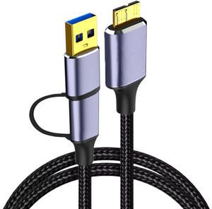Cable de disco duro 2 en <span class=keywords><strong>1</strong></span> de 5 Gbps a USB 3,<span class=keywords><strong>0</strong></span> Micro B de aleación de aluminio, chaqueta de PVC TPE, blindaje trenzado, Cable de disco duro externo - Product Image 5