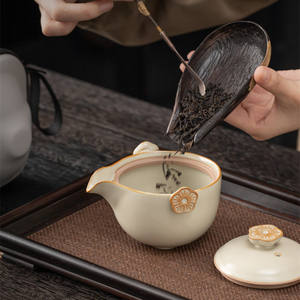 Китайский матовый керамический 1 горшок + 3 чашки дорожные чайные чашки с подарочной сумкой - Product Image 2