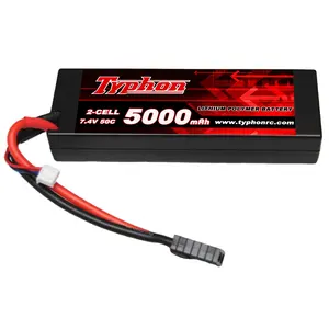 2S Lipo 5000MAh Trường Hợp Cứng 7.4V 50C 2 Cell Lipo Pin Traxxas Maxx Lectron Redcat