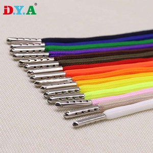 Großhandel Bunte 5mm 6mm Polyester Runde flache Kordel zug mit Metall End spitzen für Hoodie Shorts - Product Image 1