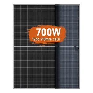 高品质太阳能电池板700W N型太阳能电池板双面双玻璃电池板家用太阳能系统太阳能零件