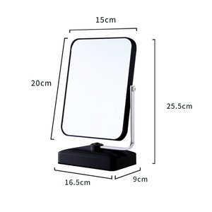 Gương Đứng Cầm Tay Hai Mặt Cá Tính Gương Khung Nhựa Trang Điểm Màu Đen Hình Vuông - Product Image 2