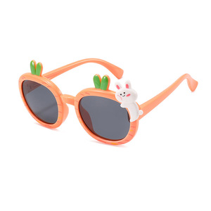<b>Cute</b> Cartoon Design Light Weight Kids <b>Sunglasses</b> Girls Boys Strap Polarized UV Protection Flexible TPEE Full Rim Oval - Product Image 3