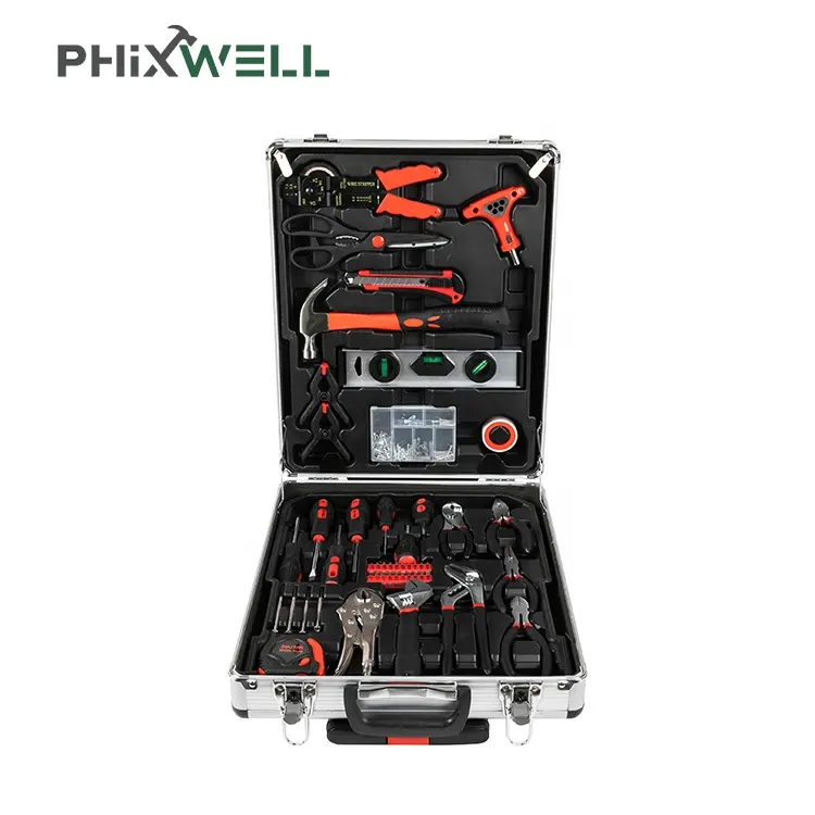 XWTLX-004 Wholesale Price High Grade Auto Repair 118 PCS Socket Hand Tool Set Com Alumínio Bagagem caixa Case