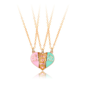 Día DE LA MADRE padre-hijo corazón colgante collar de dibujos animados 3 unids/set amor empalme magnético corazón collar joyería - Product Image 6