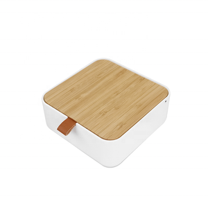 BSCI recyclage miroir de table en bambou au design carré de haute qualité miroir cosmétique en bambou avec rangement en plastique - Product Image 3