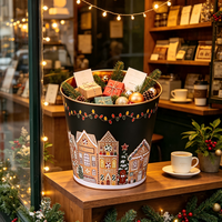 Pot Logam Bentuk Desa Gingerbread Natal, Warna Emas, Model Kerucut, Tempat Penyimpanan untuk Liburan, Pot Bunga, Dekorasi Rumah, Taman, Pesta, Meja