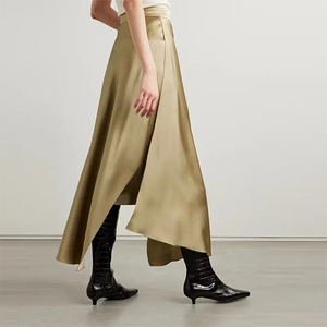 Custom Elegant A-Line women's midi <b>skirt</b> Irregular Casual Satin <b>silk</b> <b>skirt</b> High Quality Pleated Plain women's summer <b>skirt</b> - Product Image 3