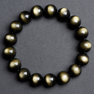 Bracelet extensible de perles rondes de 6 à 18mm de <span class=keywords><strong>pierres</strong></span> précieuses <span class=keywords><strong>semi</strong></span>-précieuses faites à la main en or obsidienne vente en gros - Product Image 5
