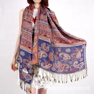 New Lady Pashmina Lady Scarf Custom Design Jacquard Shawl With Tassel Long Shawl