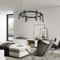 Lustre suspendu LED en fer et acrylique de style européen personnalisé DLSSLighting, 110-240V 3500K/6000K, pour usage domestique et hôtelier, noir, garantie 2 ans