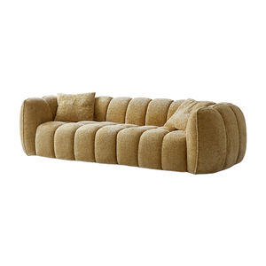 Contemporary Tufted Three Seat Fabric Sofa Extra Soft <b>Foam</b> Filled Rectangular Design - Product Image 1