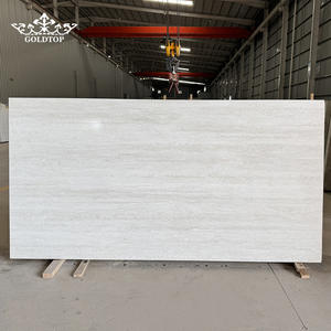 Pierre artificielle Goldtop 7022 Travertin Ivoire PD, quartz imprimé blanc, design moderne de luxe, grande dalle polie, comptoir d'hôtel - Product Image 5