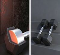 Haltère hexagonal anti-roulis en acier inoxydable avec revêtement en caoutchouc haute densité 60 kg pour la musculation des bras et du corps