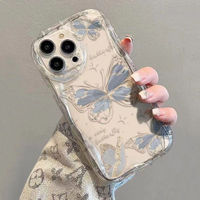 Nouvelle coque de téléphone portable en TPU bleu papillon, design sportif, antichoc, prix d'usine, pour 16/15 Pro Max/14/13/12/11