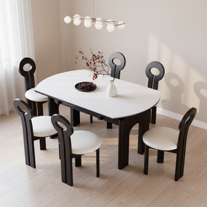 Juego de Mesa de Comedor Extensible de Piedra Sinterizada Moderna, Resistente al Agua, para 6 Personas, Muebles para Comedor - Product Image 3