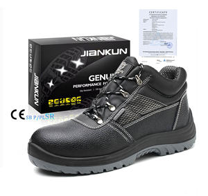 Zapatos de Seguridad JIANKUN CE S3 para Hombre, Corte Medio, Parte Superior de Cuero Repujado, Puntera de Acero, Antiestáticos, Protección Contra Impactos, para Construcción - Product Image 1